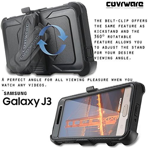 Covrware® Galaxy J3/J3 v/Amp Prime/Express Prime [סדרת טנק ברזל] מובנה [מגן מסך] כבד חובה גוף מלא שריון נרתיק [מרקם